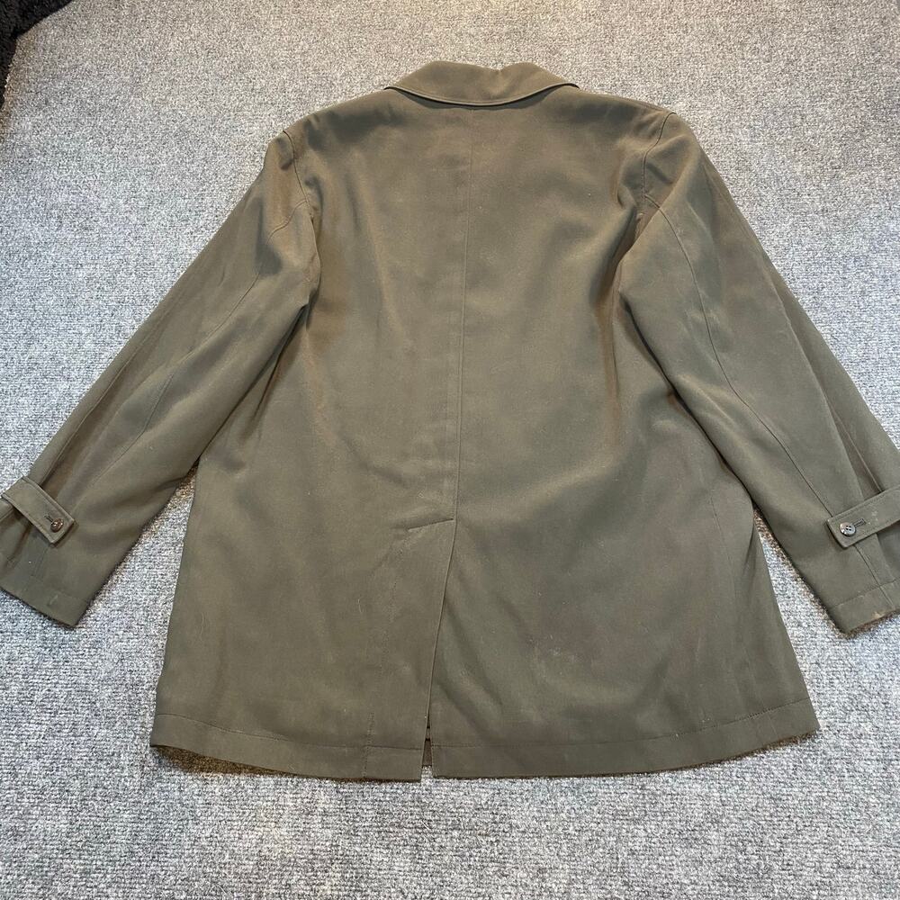 Vintage Sanyo Men Small Olive Green Wool Blend Car Coat Jacket Removeable Lining - Picture 4 of 10
